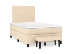 Vidaxl Cama Boxspring Com Colchão 120x190 Cm Tecido Cor Creme