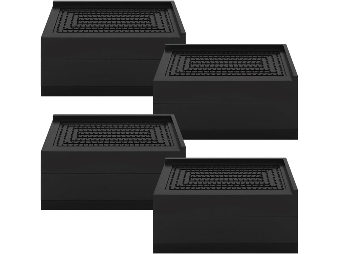 Conjunto de 16 peças de elevadores móveis ajustáveis para pés de mesa, em plástico, empilháveis e resistentes.