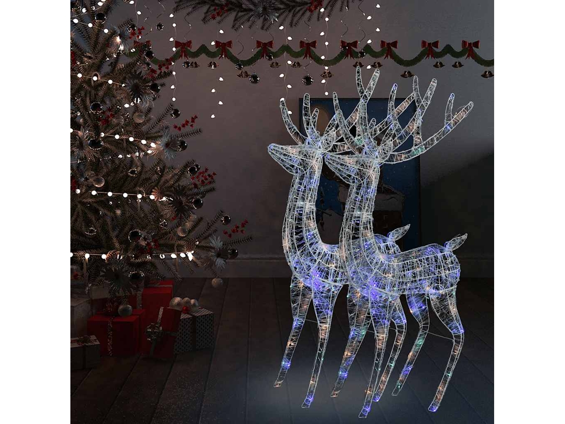 Vidaxl Renas De Natal Xxl 2pcs 250 Leds 180 Cm Acrílico Multicolorido