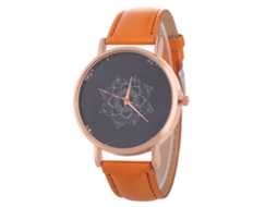 Reloj Quartz Analógico De Pulsera Casual Estilizado Unisex Con Correa Pu (café Claro)