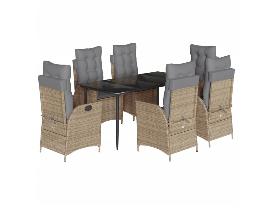 Garden Dining Set, Garden Dining Sets Vidaxl Bege Rattan / Vime (160 X 80 X 74 Cm)