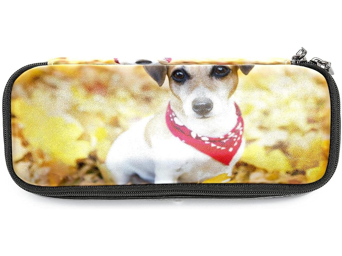 Estojo grande para lápis com estampa de Jack Russell Terrier, organizador de maquiagem, ideal para a escola.