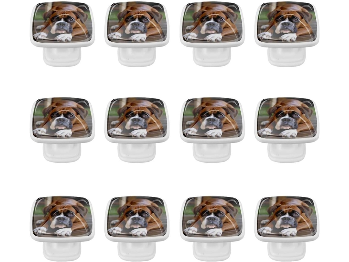 Puxadores Quadrados Para Armários De Cozinha, Puxadores Para Armários E Gavetas, 12 Peças, Cachorro Boxer Na Grama