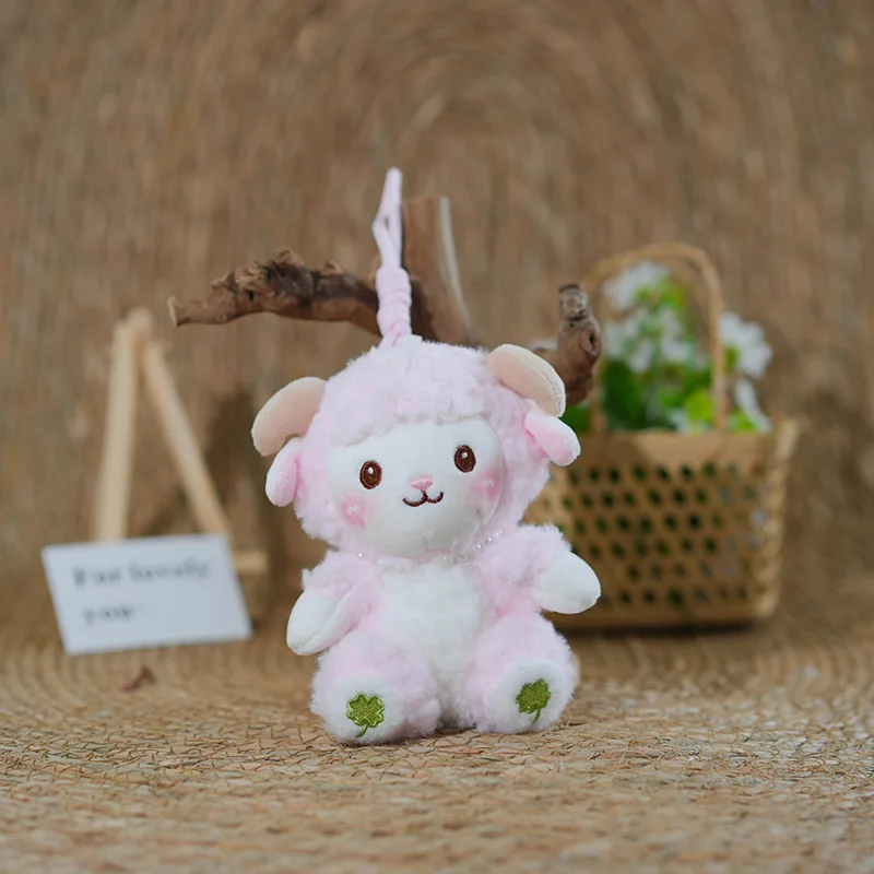 Chaveiro de Ovelha de Pelúcia Rosa de 12cm, Enfeite para Bolsa MDUG