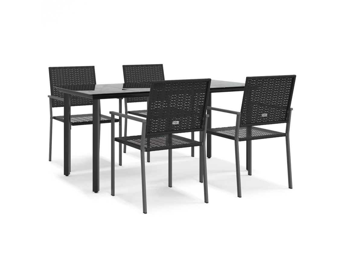 Garden Dining Set, Garden Dining Sets Vidaxl Preto Rattan / Vime (160 Cm Table Length)