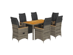 Maison Exclusive - 7 Pcs Conjunto Bistrô De Jardim C/ Almofadões Vime Pe Cinza