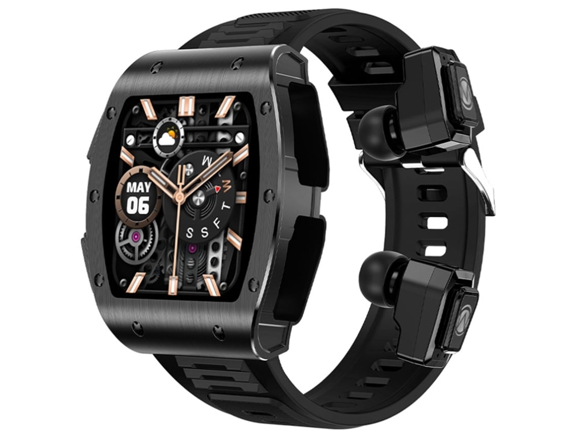 Smartwatch Tws 2 Em 1 Bluetooth Chamando Monitoramento De Oxigênio No Sangue Modos Multiesportivos De Saúde Preto Yunzii