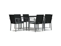 Conjunto de 7 Jantar para Jardim com Almofadões Vime Pe e Aço MAISON EXCLUSIVE (7pcs)