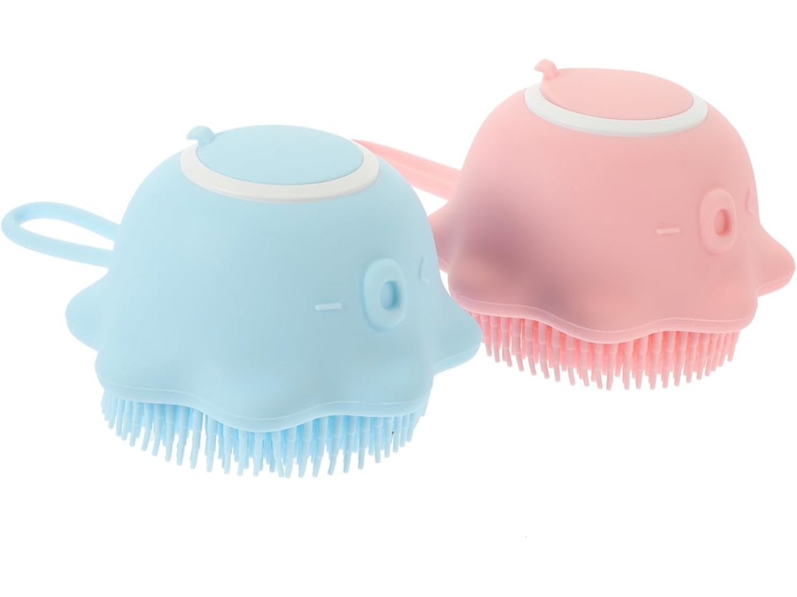 Conjunto De 2 Escovas Banho Silicone Macio Para Meninos, Meninas E Adultos Escova De Massagem Corporal Com Suporte Gel
