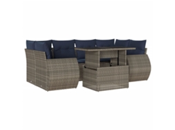 Conjunto de Sofá de Jardim, 7 Peças, Almofadas, Rattan Cinza MAISON EXCLUSIVE