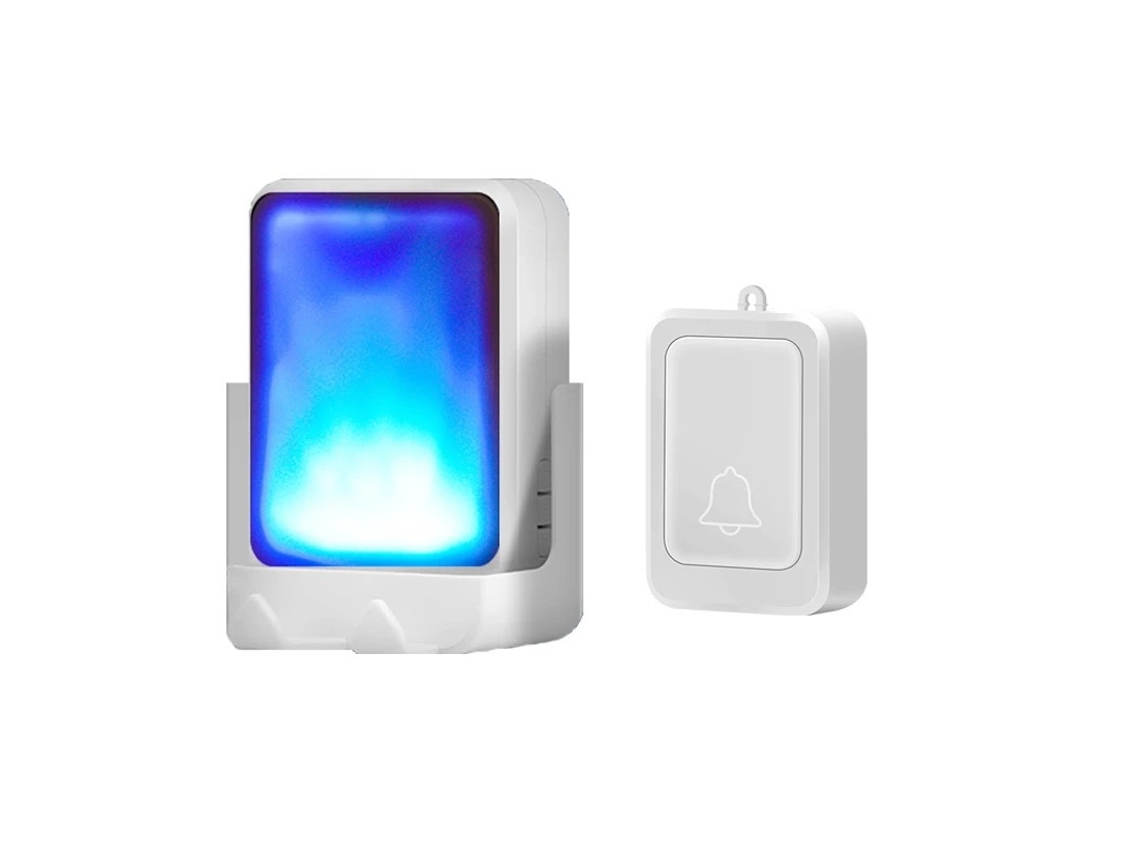 Campainha sem fios com luz potente e música, para idosos ou surdos, chamada visual