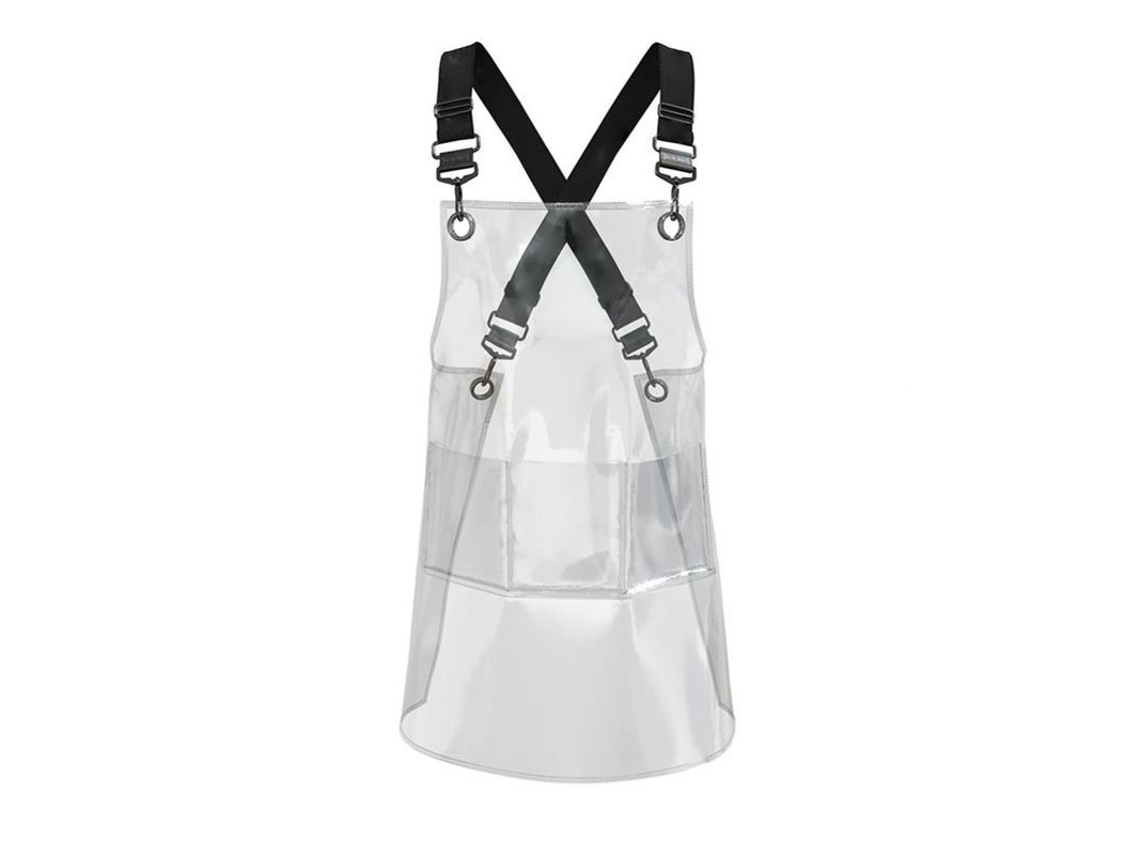 Delantal transparente, impermeável, resistente a óleo, TPU, reutilizável, cozinha, barbearia, café, cinta preta, S/MARCA