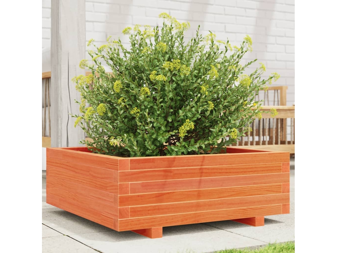 Vidaxl Vaso/floreira De Jardim 70x70x26,5 Cm Pinho Maciço Castanho-mel