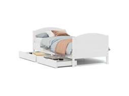 Cama Sem Colchão 90x200 cm Madeira de Pinho Maciça Branco MAISON EXCLUSIVE