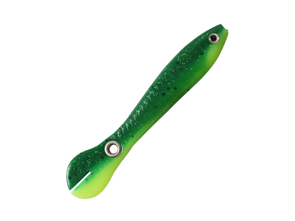 Bionic Loach Soft Bait (tail Waving To Lure Fish, Simulated Lure) Ender Online Green-yellow Two-color Five Pieces 10cm6g Fishing Bait Fake Bait