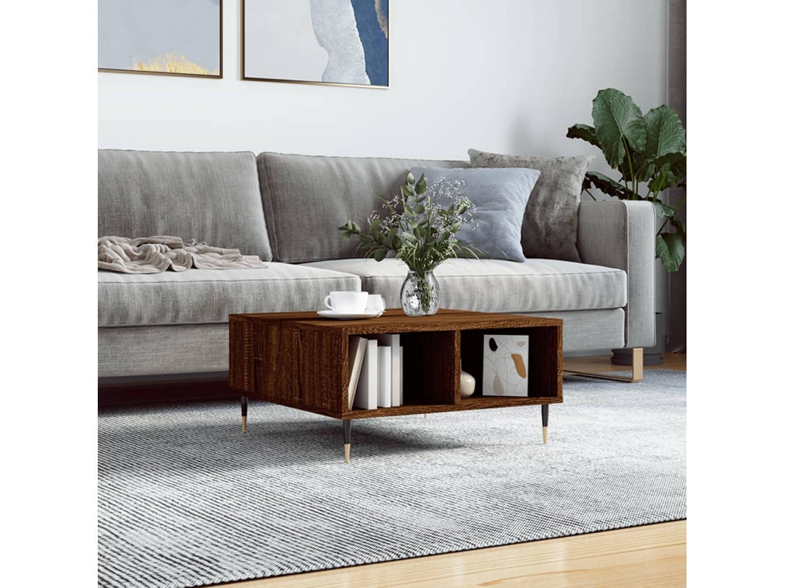 Vidaxl Mesa De Centro 60x60x30 Cm Derivados Madeira Carvalho Castanho