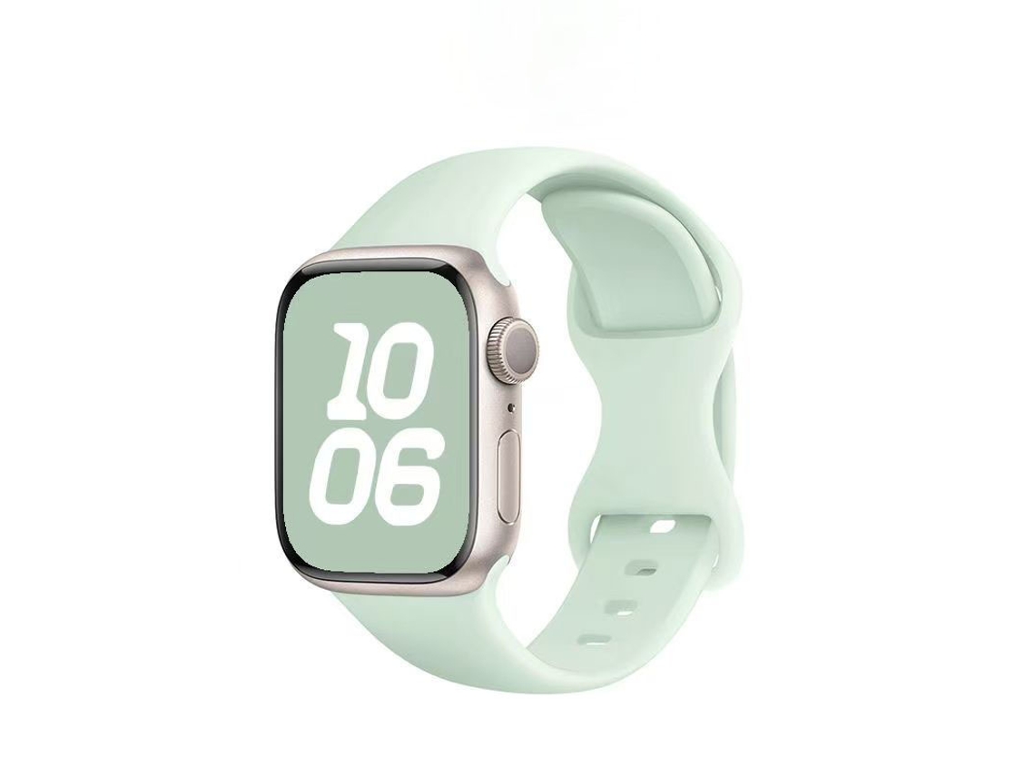 Pulseira de Silicone Halinuia para Apple Watch S1 11/ultra 1 3/se1 2 , Fecho em Formato de Oito, Design Esportivo Respirável,verde Claro (38 42 Mm)