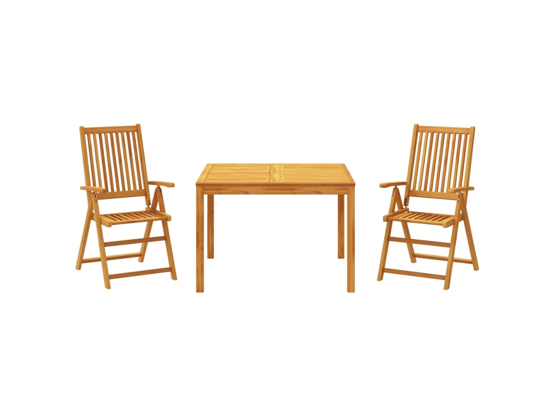 Conjunto 3 de Jantar para Jardim VIDAXL Madeira de Acácia Maciça
