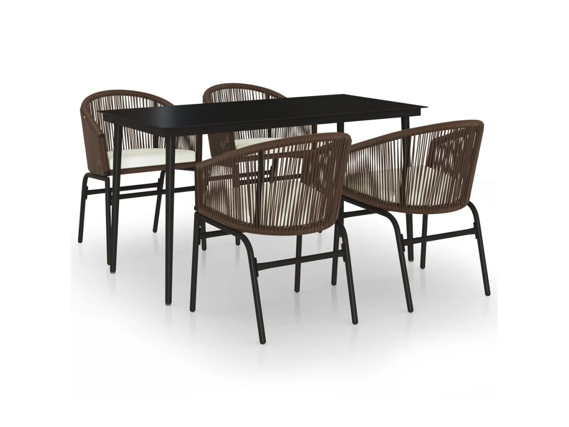 Garden Dining Set, Garden Dining Sets Vidaxl Marrom Pvc (mesa Com 140 Cm De Comprimento)