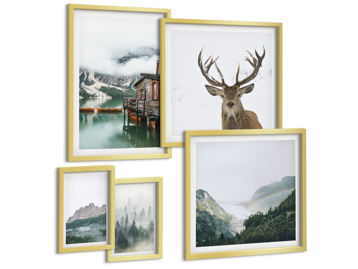 Conjunto De Pinturas Paisagens De Montanha Da Natureza Espelharte (5 Peças)
