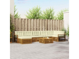 Vidaxl Conjunto De Sofás Para Exterior 8 Unid. Natural E Creme
