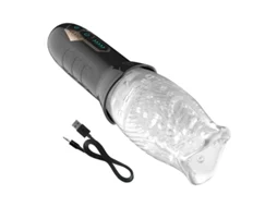 Masturbador Vibratório Giratório para Homens Massageador Peniano Masturbador Masculino Glande Vibrador Preto YIZHOOD