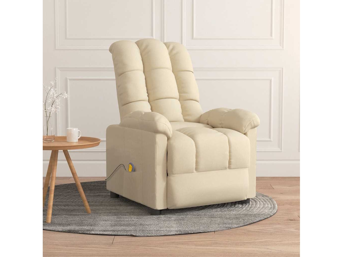 Vidaxl Poltrona De Massagens Tecido Cor Creme