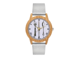 Relógio de pulso Zhoulianfa Mesh para homens e mulheres, modelo simples e moderno, quartzo T74-f prateado.