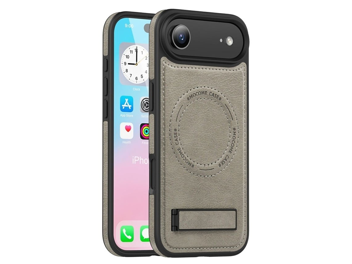 Capa Para Iphone Air Com Suporte Magsafe Em Couro - Cinza