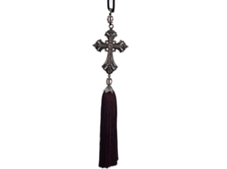 Adorno De Cruz Cristiana Com Diamante Cristal Para Espelho Retrovisor De Carro, Prata