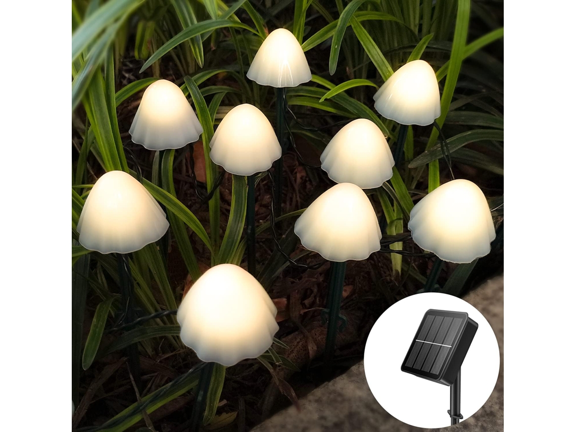 Grinalda De Lâmpadas Solares 5m 20 Led 8 Modos Branco Quente Para Jardim