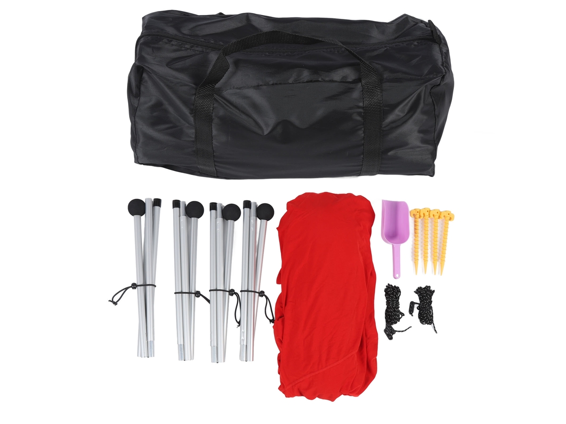 Beach Tent Sun Shelter Upf50 Pop Up Outdoor Shade Beach Canopy With 4 Aluminum Poles For Camping Fishing Backyard Fun Picnic Red LAXISCREED