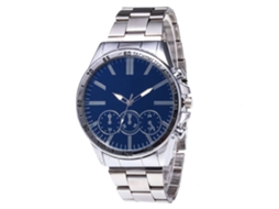 Reloj De Cuarzo Con Correa De Acero Moda Dial Redondo Pareja (plateado Azul)