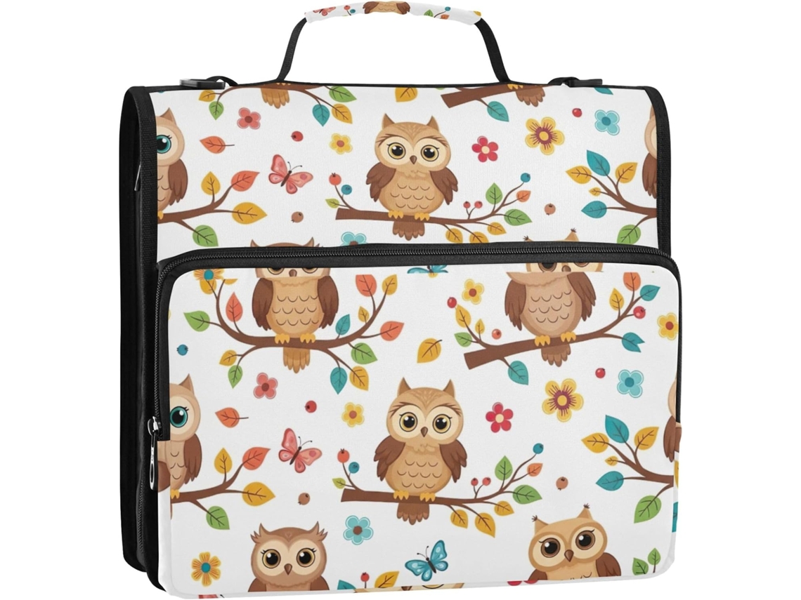 Pasta Organizadora Com Fecho De 1 2 Polegada, 3 Argolas, Argolas Em D, Corujas De Desenho Animado Fofas, Pasta Floral
