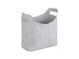 Cesto Lenha Relaxdays, Feltro, 39,5x40x23 Cm, 2 Pegas, Dobrável, Porta-jornais, Cinzento