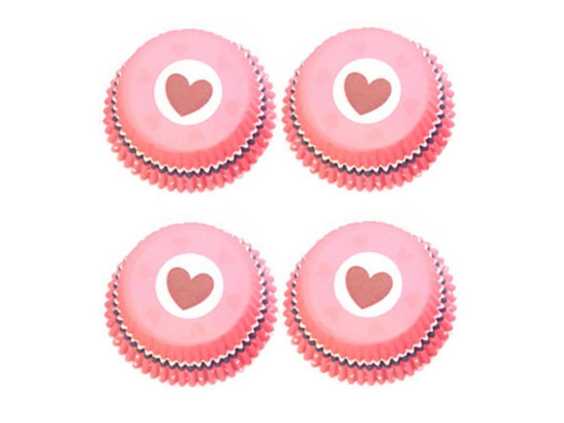 Forma Para Bolo Assada, 100 Unidades, Forminhas De Papel Bolo, Muffin Coloridas Impressas (rosa Amor)
