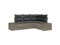 Conjunto 4 Conjunto De Sofá De Jardim Vidaxl Cinzento Vime Pe (209 X 154 X 69 Cm)
