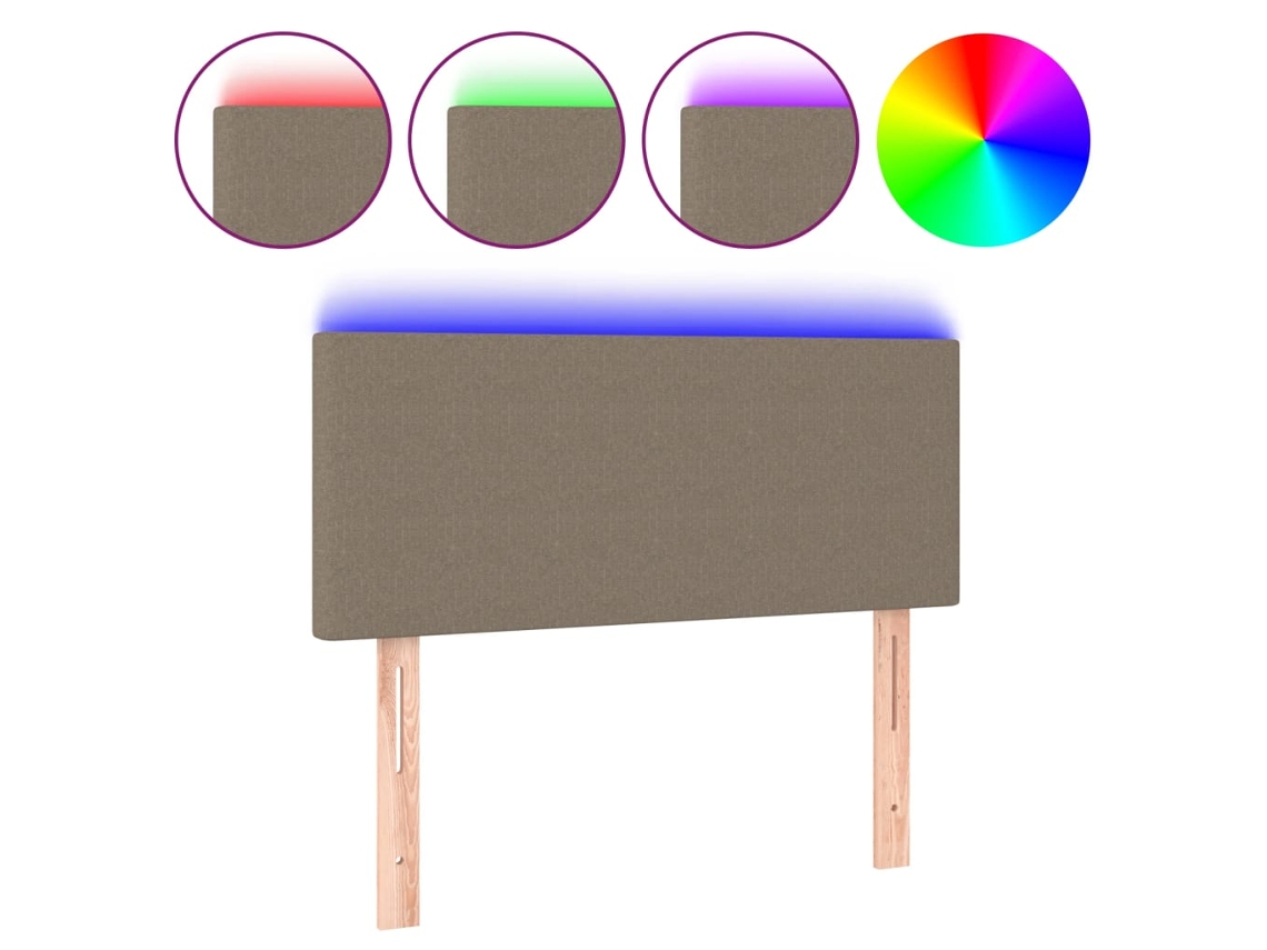 Cabeceira de cama MAISON EXCLUSIVE (100x5x78 cm) com luzes LED, tecido Cinza Acastanhao.