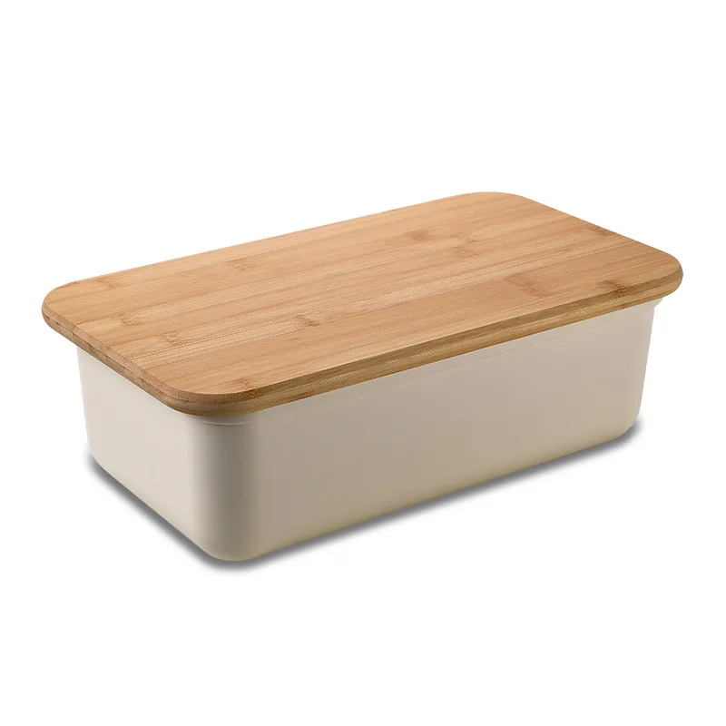 Caixa Retangular para Guardar Pão com Tampa de Bambu, Ideal para Armazenar Sobremesas, Lanches, Etc., Perfeita para Cozinhas Domésticas. MDUG