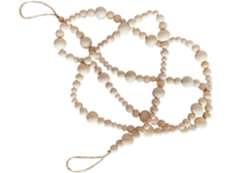 Guirlanda Artesanal Contas Madeira Elegante Decoração Nórdica Cordão Redondas 12 16 25 Bege Casa Mm GOKOCO