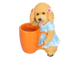 Ornamento Vaso Cão Resina Pintado à Mão Decorativo Jardim S/MARCA