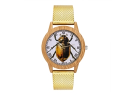 Relojes De Pareja Casual De Correa De Malla Moda Quartzo Oro Para Hombre Y Mujer