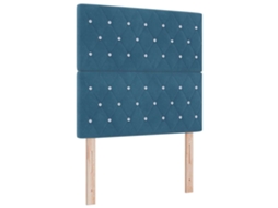 Cama De Solteiro | Camas Para Quarto | Cama Box Spring Led Com Colchão Azul Escuro 90 X 200 Cm Tecido