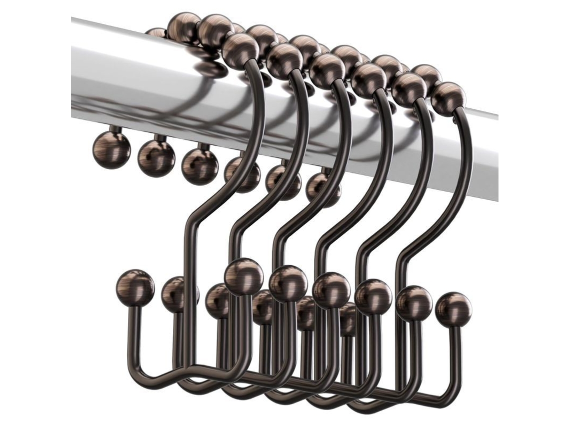 Gancho de cortina de chuveiro de metal resistente à ferrugem, 12 unidades, bronze S/MARCA
