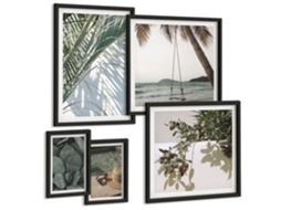 Quadros Decorativos Para Parede Escada Em Espiral, Fachada De Catedral Moldura Preta Quadros Para O Escritório Espelharte (conjunto De 5 Imagens)