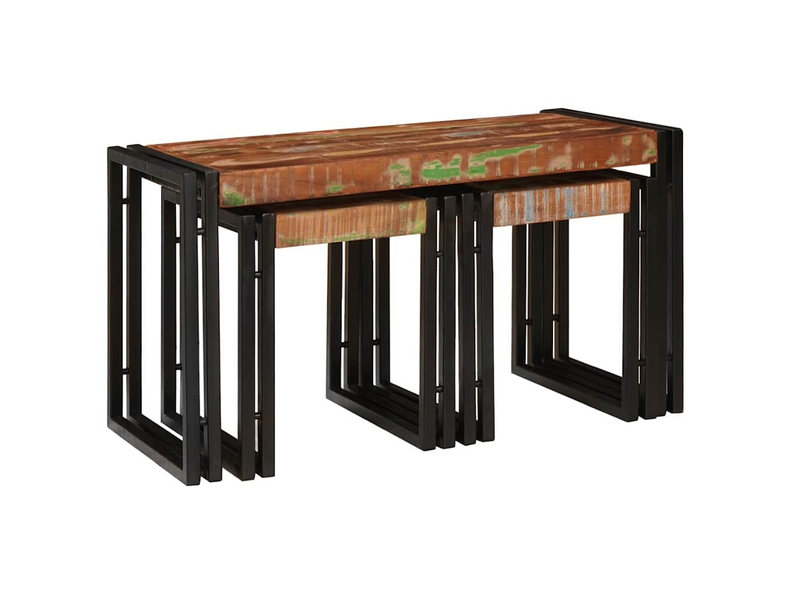 Vidaxl Mesa De Ninho 3 Unid. Marrom E Preto 82 X 40 X 45 Cm