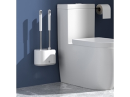 Kit de Escova de Vaso Sanitário com Suporte Duas Escovas Cerdas Rigidas Parede Aço Inox Plástico S/MARCA