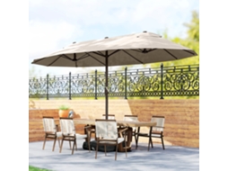 Guarda-sol Retangular Caqui Para Jardim 4,6x2,7m Com 2,4m De Altura, Tela 180g/m² E Manivela De Abertura