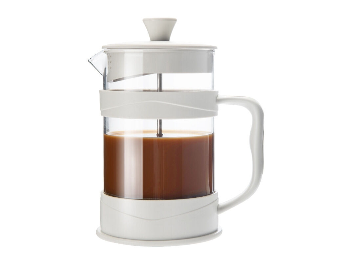 Cafeteira Prensa Francesa De 350ml, Branca Para Café E Chá Com Vidro Borossilicato Preparo Quente Frio.