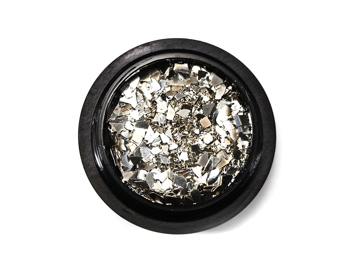 1 Caixa de Decoração de Unhas com Strass Irregular e Glitter para Manicure Branca